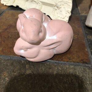 Pink Ceramic Bunny Figurine